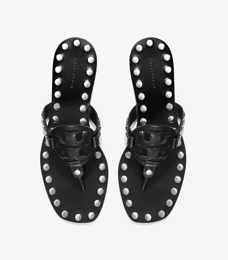 Tory Burch designer sandalen Miller Sandale mit Nieten in PERFECT BLACK / SILVER von oben