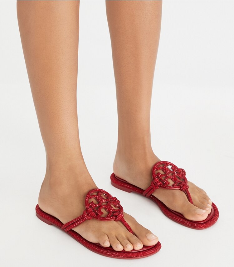 Tory Burch designer sandalen Miller Sandale mit Pavé und Knoten in RUBY accessory on model