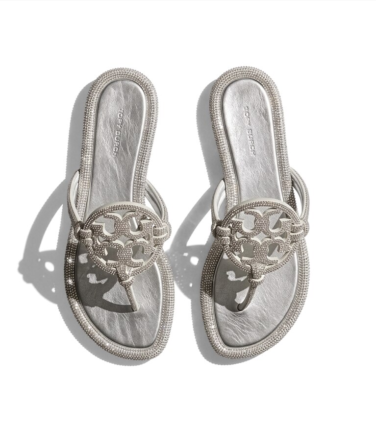 Tory Burch designer sandalen Miller Sandale mit Pavé und Knoten in SILVER additional
