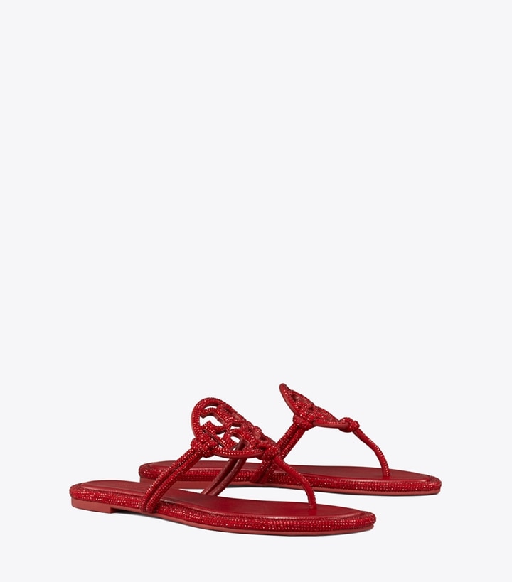 Tory Burch designer sandalen Miller Sandale mit Pavé und Knoten in RUBY angle