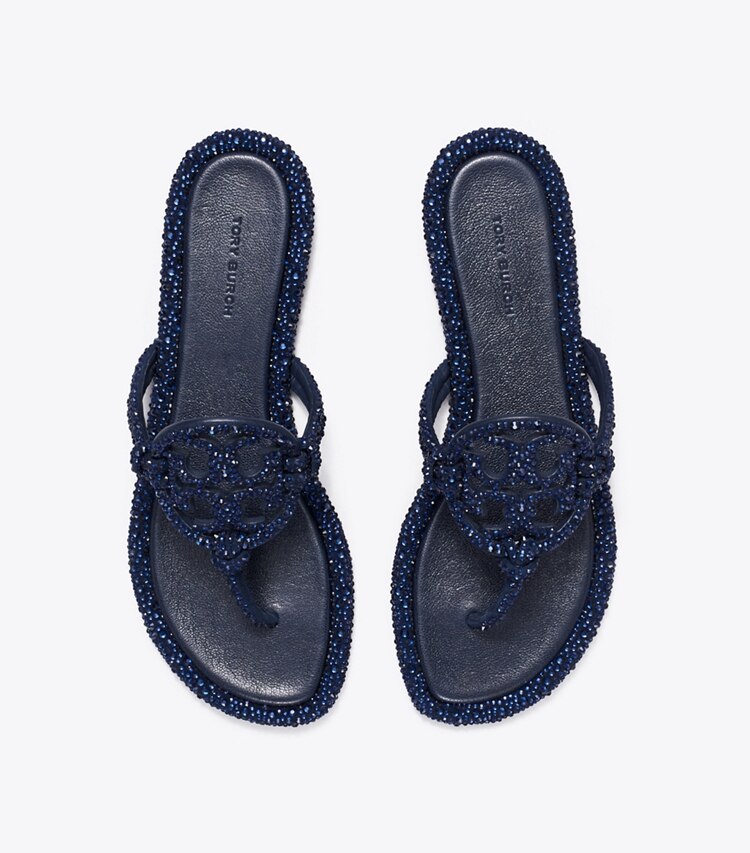 Tory Burch designer sandalen Miller Sandale mit Pavé und Knoten in NEW NAVY von oben