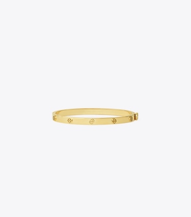 Tory Burch designer armbänder Miller Scharnierarmreif mit Nieten, 5 mm in Tory Gold front