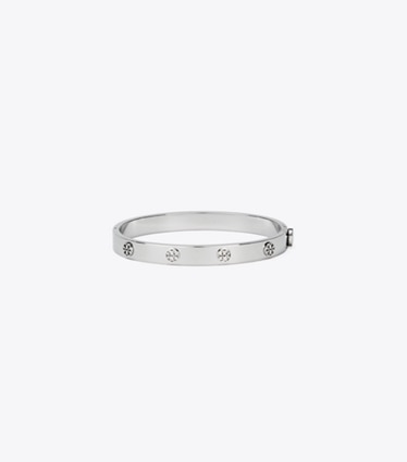 Tory Burch designer armbänder Miller Scharnierarmreif mit Nieten, 7 mm in Tory Silver front