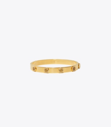 Tory Burch designer armbänder Miller Scharnierarmreif mit Nieten-Pavé in Tory Gold / Crystal front