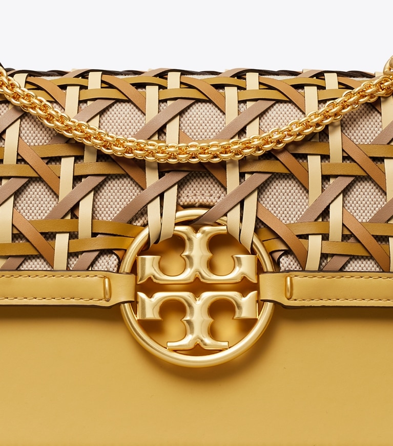 Tory Burch designer schultertaschen Miller Schultertasche in Korbgeflecht-Optik in CORNBREAD angle