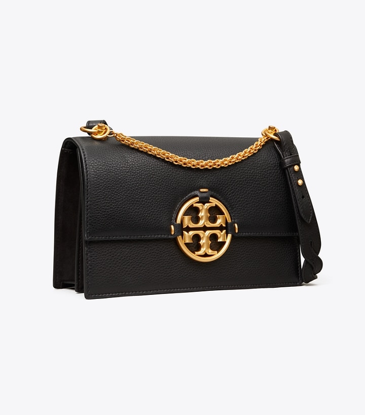 Arriba 51+ imagen tory burch black handbag with gold chain