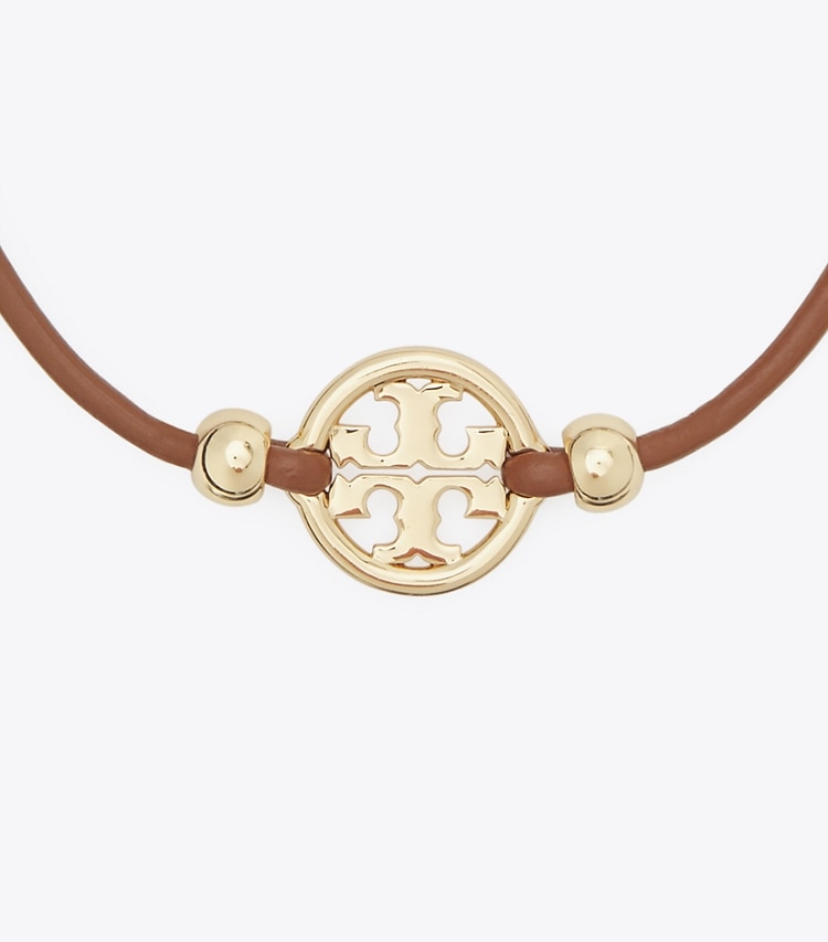 Tory Burch designer bracelets Miller Slider Bracelet in Tory Gold / Cuoio detail