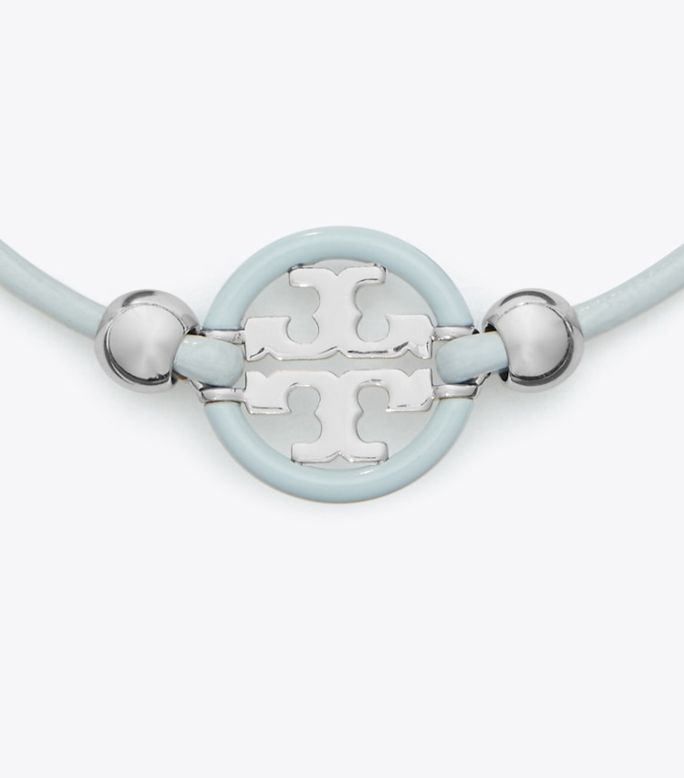 Tory Burch designer bracelets Miller Slider Bracelet in Tory Silver / Light Blue detail