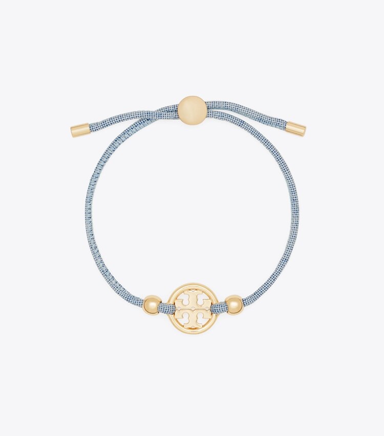 Tory Burch designer bracelets Miller Slider Bracelet in Tory Gold / Ciel front