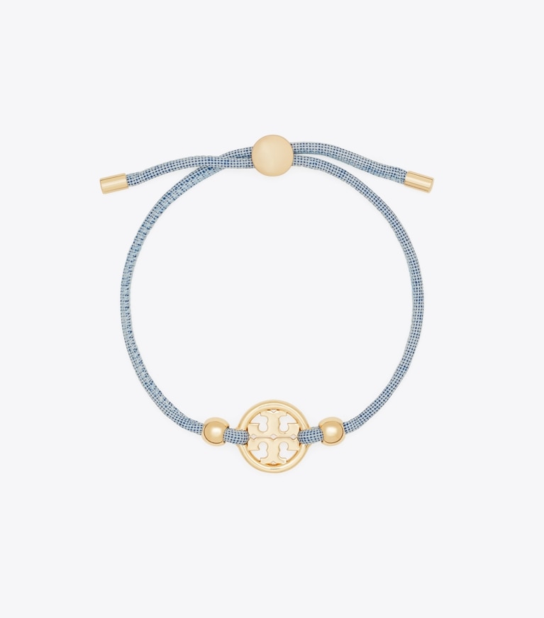 Tory Burch designer bracelets Miller Slider Bracelet in Tory Gold / Ciel front