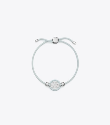 Tory Burch designer bracelets Miller Slider Bracelet in Tory Silver / Light Blue front