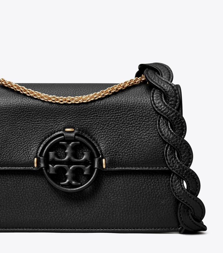 Tory Burch designer shoulder bags Miller Small Flap Shoulder Bag in Black angle