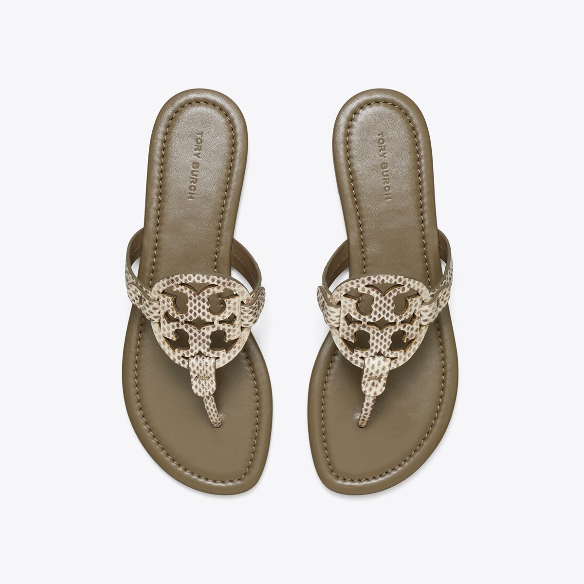 Tory Burch hotsell LOUISA Snakeskin Embossed Leather Thong Wedge Sandal