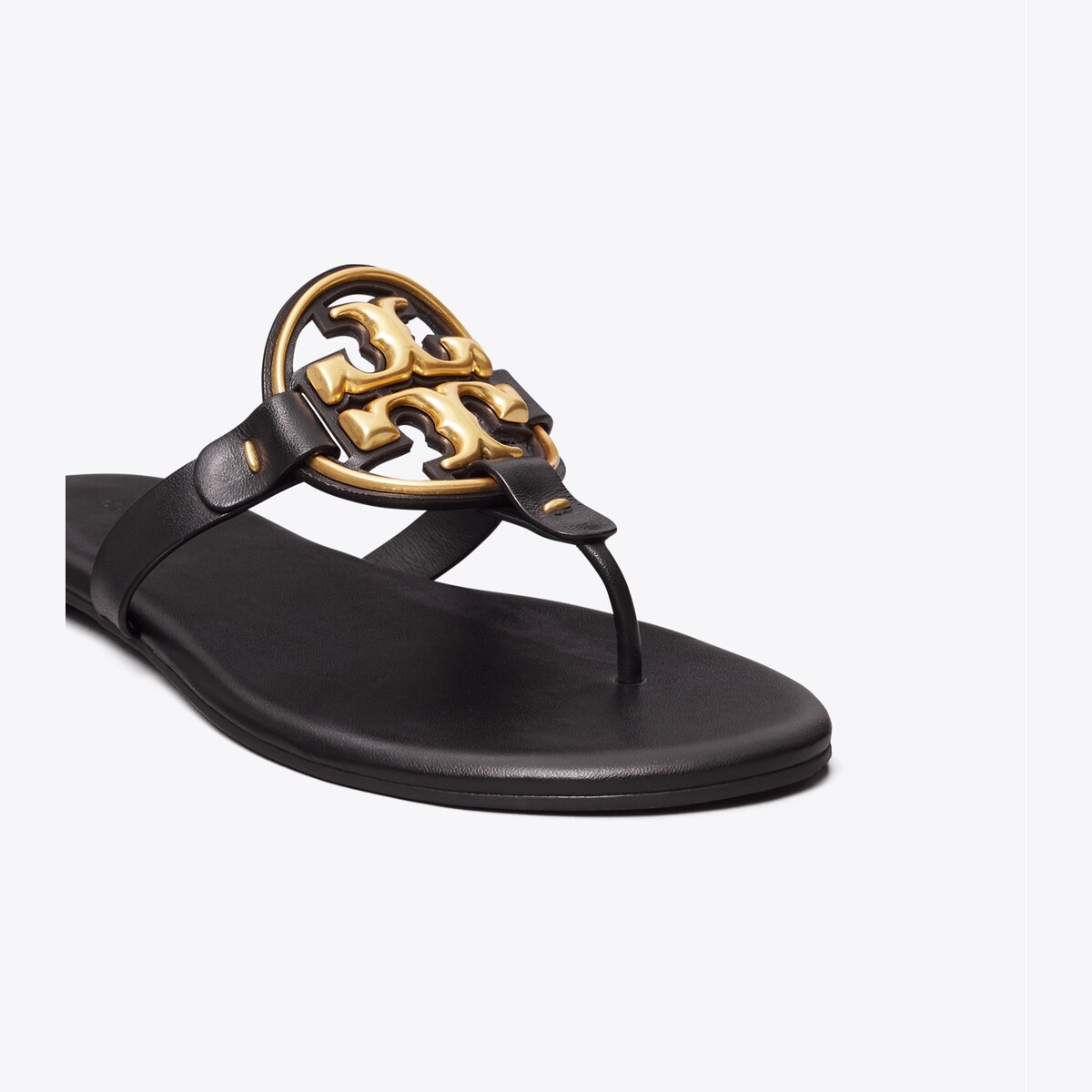 TORY BURCH Women Miller Square Toe Gold Logo Calfskin Leather Sandals - NEW on sale NWOB