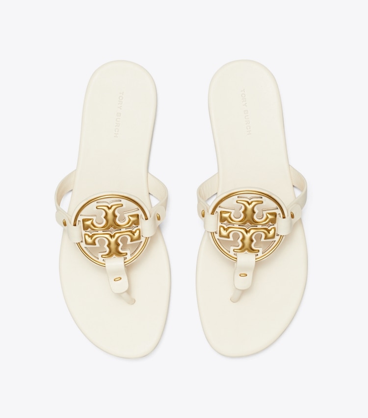 Tory Burch designer sandals Miller Soft Metal Logo Sandal in NEW CREAM / GOLD overhead