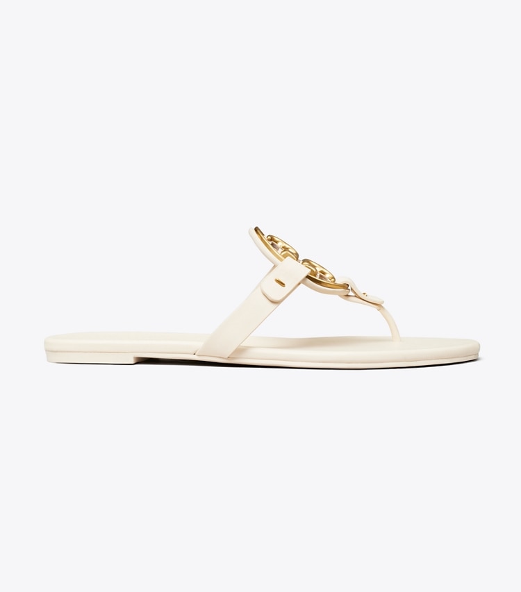 Tory Burch designer sandals Miller Soft Metal Logo Sandal in NEW CREAM / GOLD side