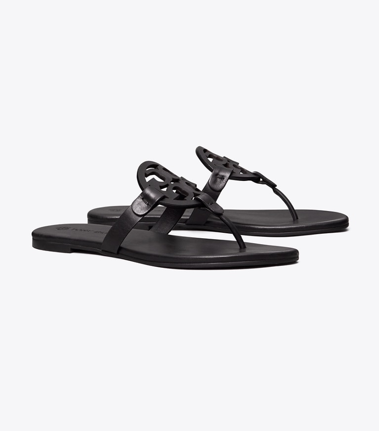 Tory Burch designer sandals Miller Soft Sandal, Narrow in PERFECT BLACK angle