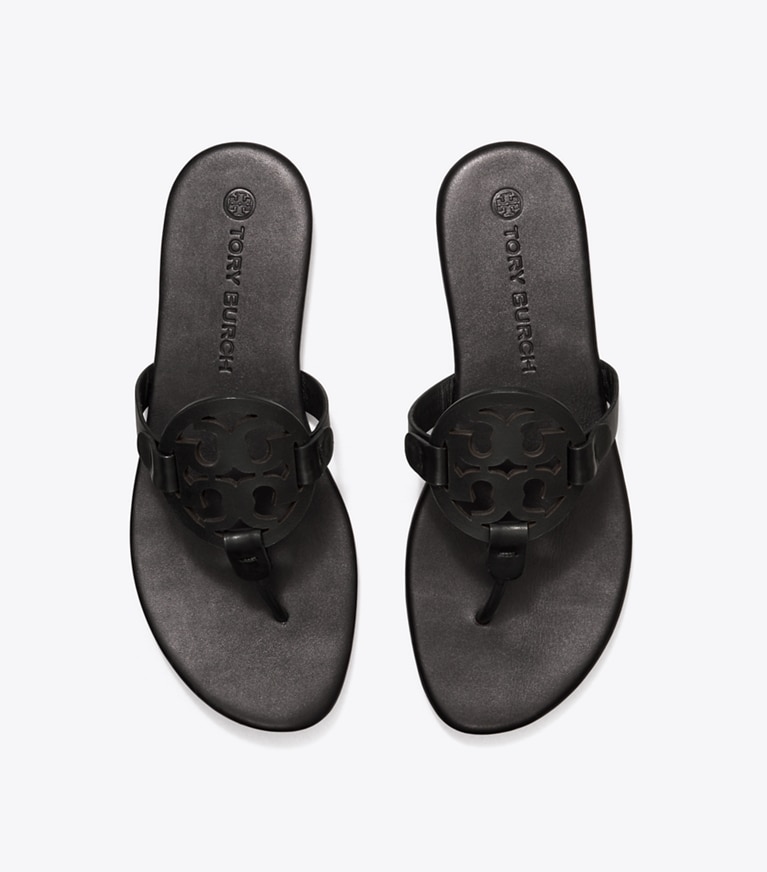 Tory Burch designer sandals Miller Soft Sandal, Narrow in PERFECT BLACK angle