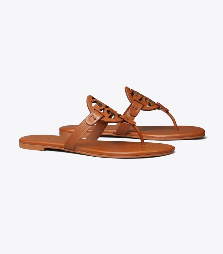 Top 94+ imagen brown leather tory burch sandals