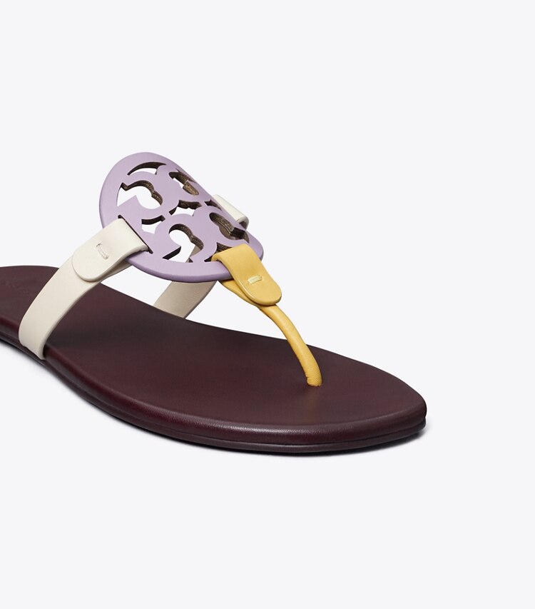 Tory Burch designer sandals Miller Soft Sandal in Lavender / CORNBREAD / PLUM detail