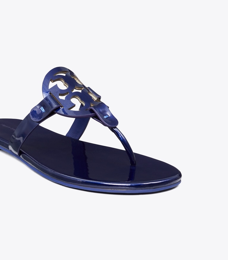 Tory Burch designer sandals Miller Soft Sandal in NAVY SEA angle