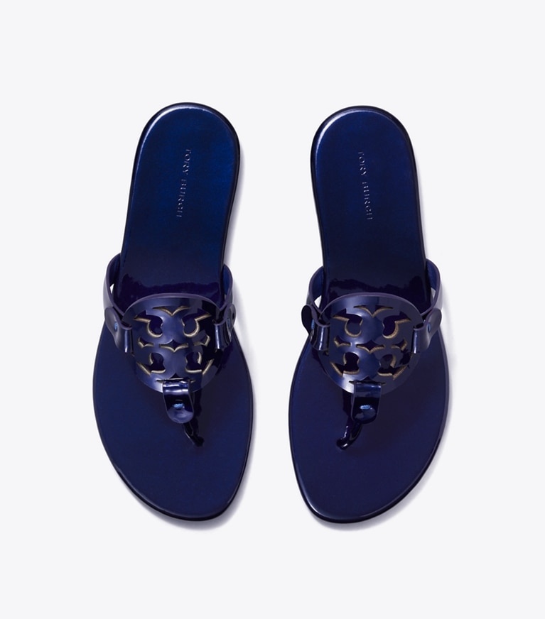 Tory Burch designer sandals Miller Soft Sandal in NAVY SEA angle