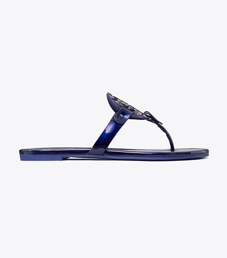 Tory Burch designer sandals Miller Soft Sandal in NAVY SEA side
