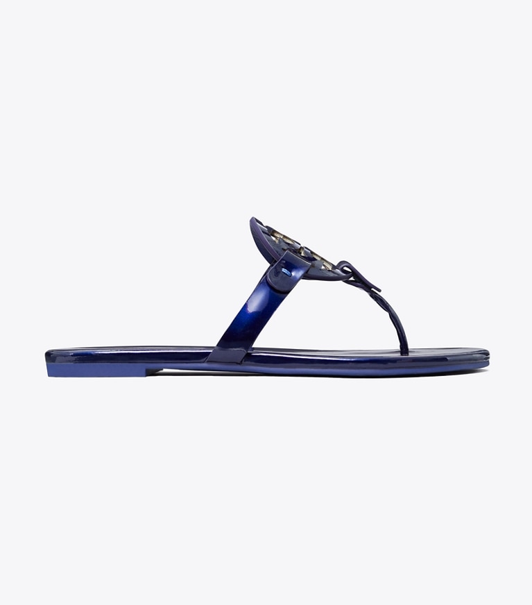 Tory Burch designer sandals Miller Soft Sandal in NAVY SEA angle
