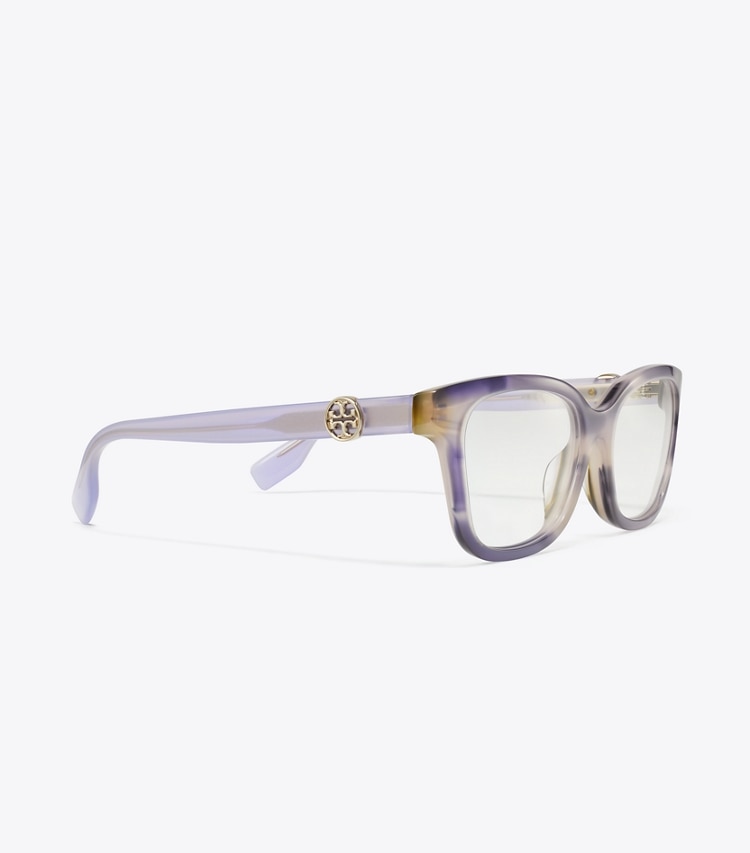 Tory Burch designer sunglasses & eyewear Miller Square Eyeglasses in PURPLE STRIATED/PURPLE detail