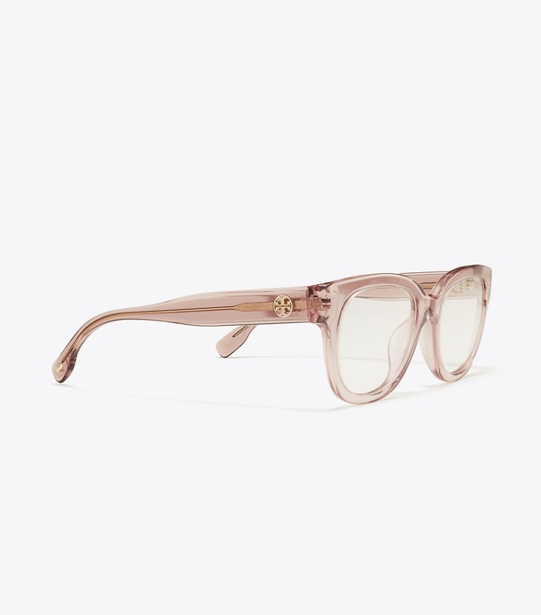 Tory Burch designer sunglasses & eyewear Miller Square Eyeglasses in TRANSPARENT LIGHT PINK front