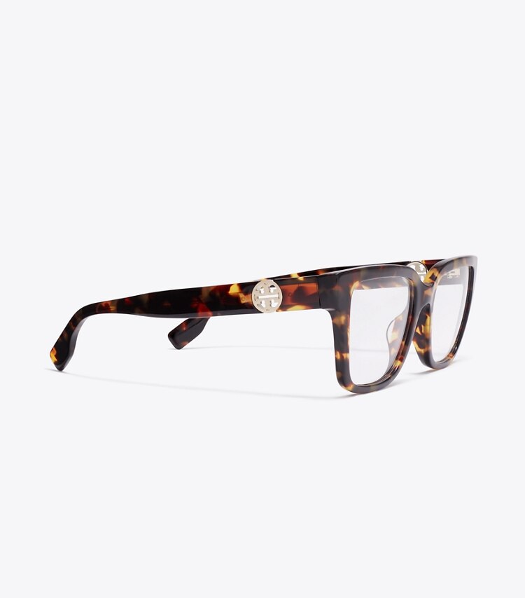 Tory Burch designer sunglasses & eyewear Miller Square Eyeglasses in DARK TORTOISE detail