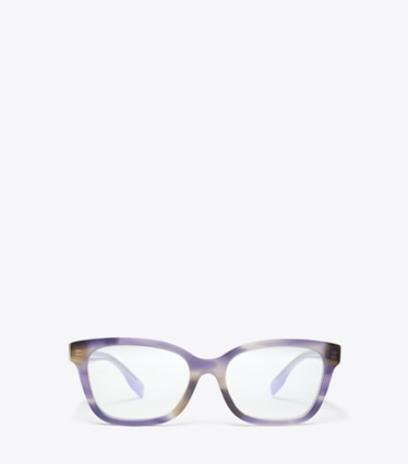 Tory Burch designer sunglasses & eyewear Miller Square Eyeglasses in PURPLE STRIATED/PURPLE front