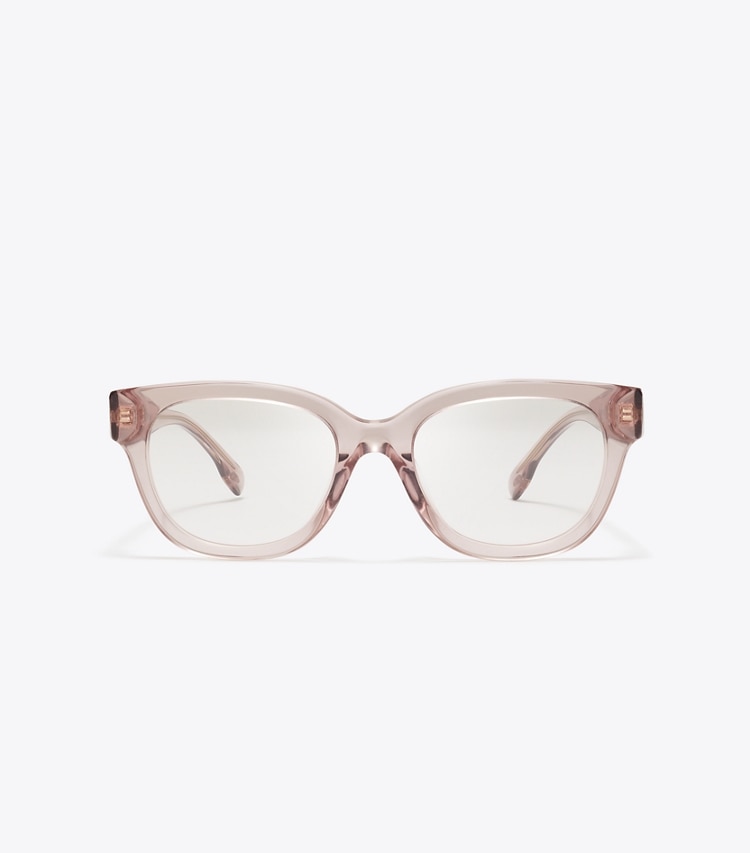 Tory Burch designer sunglasses & eyewear Miller Square Eyeglasses in TRANSPARENT LIGHT PINK front