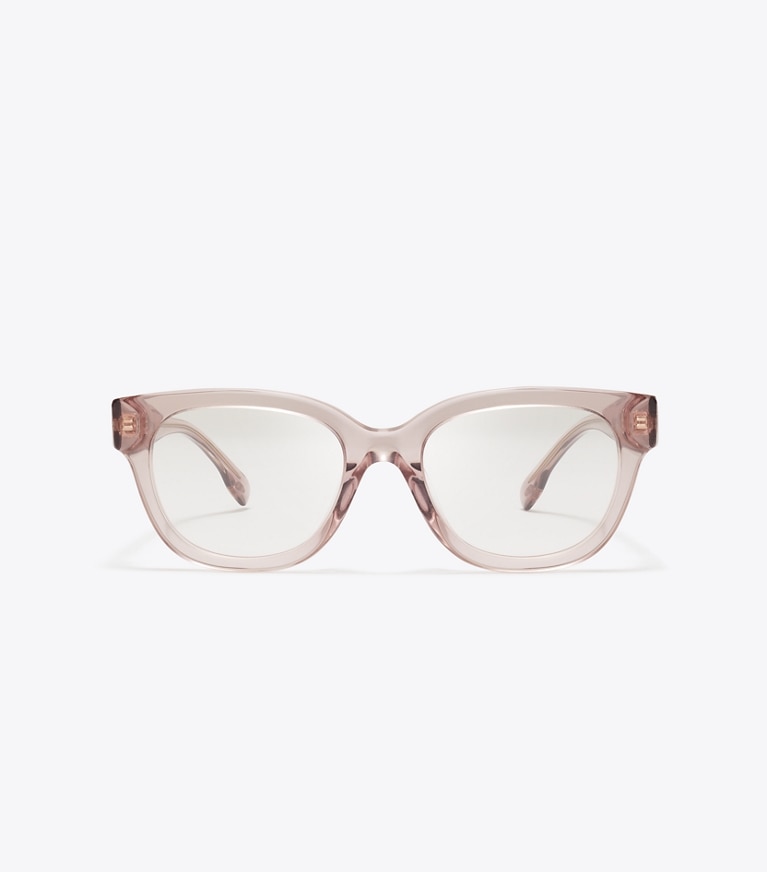 Tory Burch designer sunglasses & eyewear Miller Square Eyeglasses in TRANSPARENT LIGHT PINK front