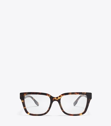 Tory Burch designer sunglasses & eyewear Miller Square Eyeglasses in DARK TORTOISE front