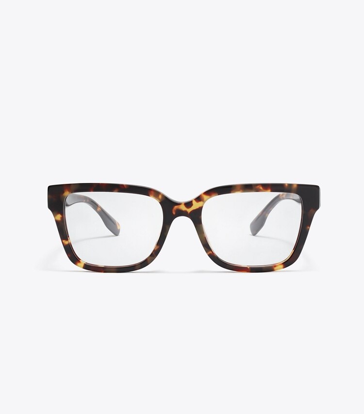 Tory Burch designer sunglasses & eyewear Miller Square Eyeglasses in DARK TORTOISE front