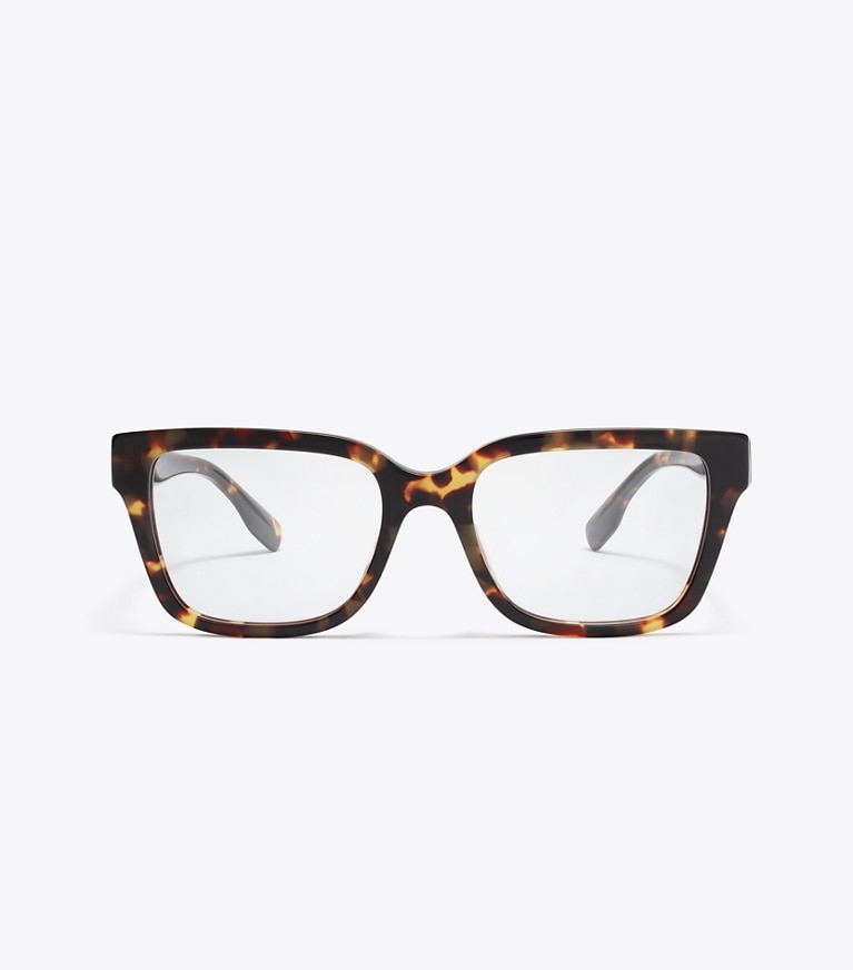 Tory Burch designer sunglasses & eyewear Miller Square Eyeglasses in DARK TORTOISE front