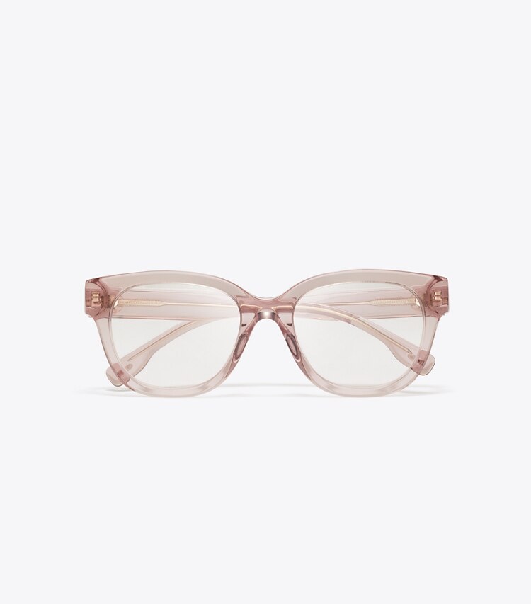 Tory Burch designer sunglasses & eyewear Miller Square Eyeglasses in TRANSPARENT LIGHT PINK overhead