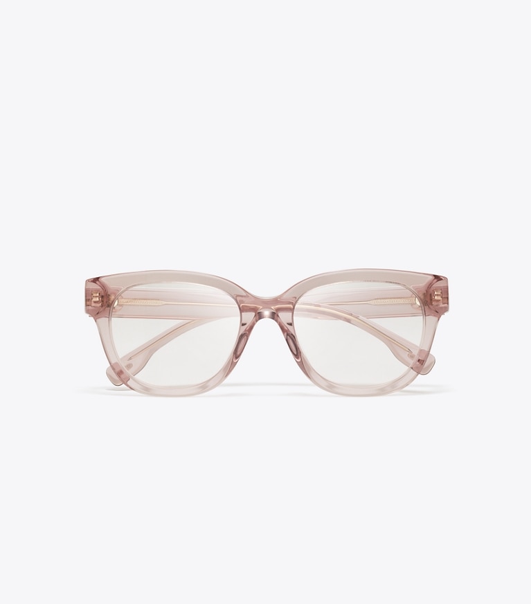 Tory Burch designer sunglasses & eyewear Miller Square Eyeglasses in TRANSPARENT LIGHT PINK front