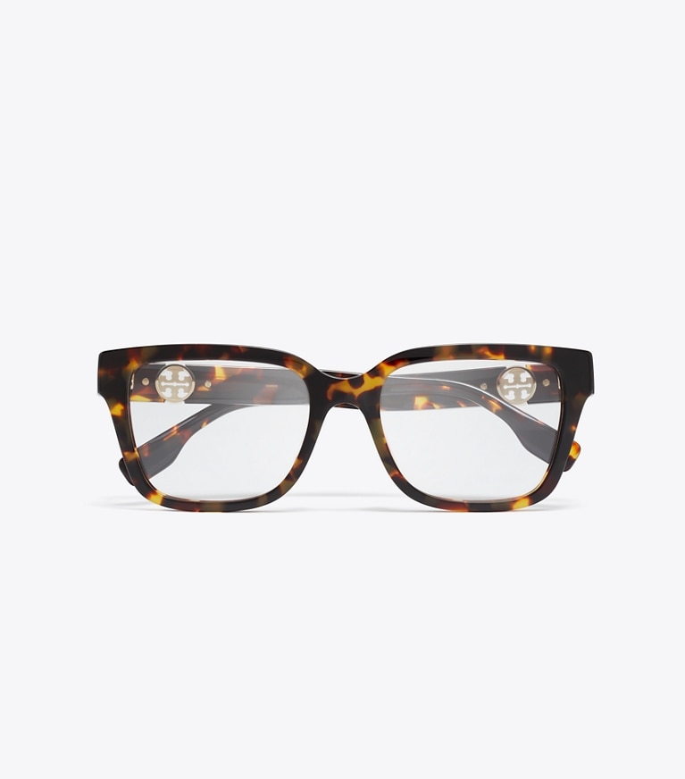 Tory Burch designer sunglasses & eyewear Miller Square Eyeglasses in DARK TORTOISE overhead