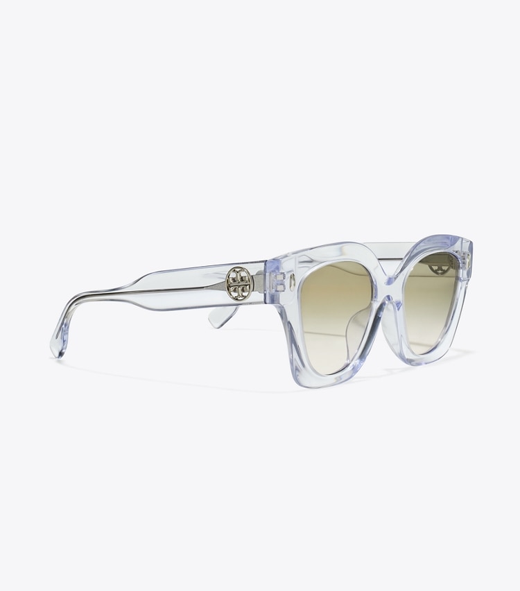 Tory Burch designer sunglasses & eyewear Miller Square Sunglasses in CLEAR/LIGHT BROWN GRADIENT detail