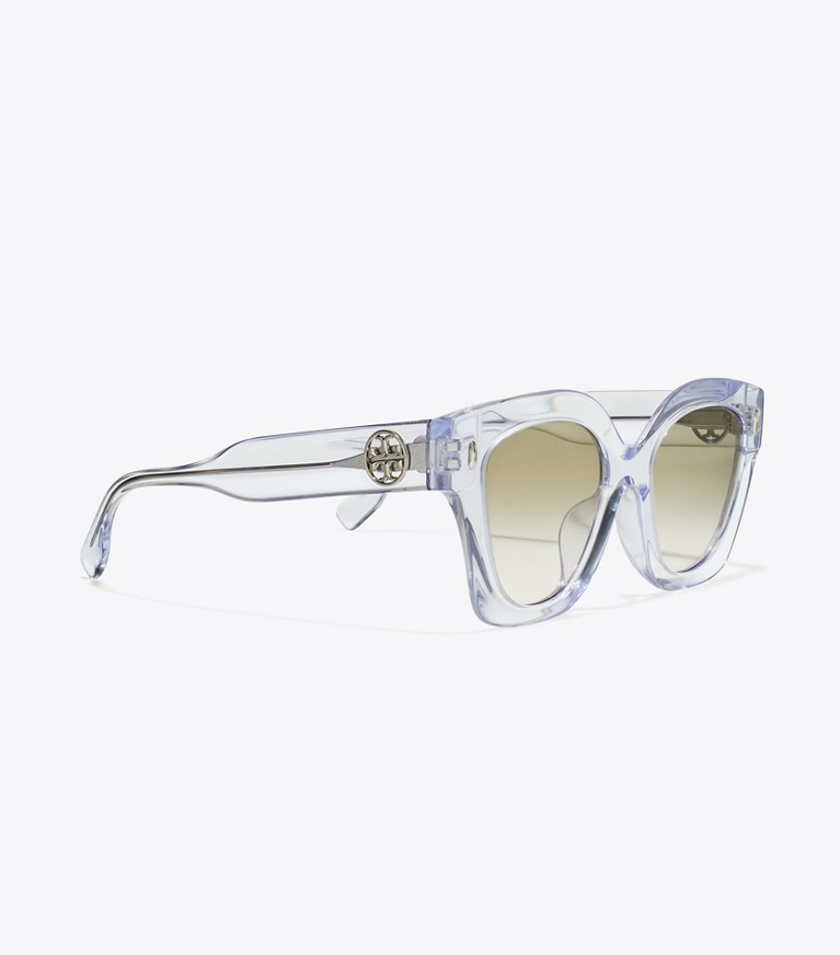 Tory Burch designer sunglasses & eyewear Miller Square Sunglasses in CLEAR/LIGHT BROWN GRADIENT front
