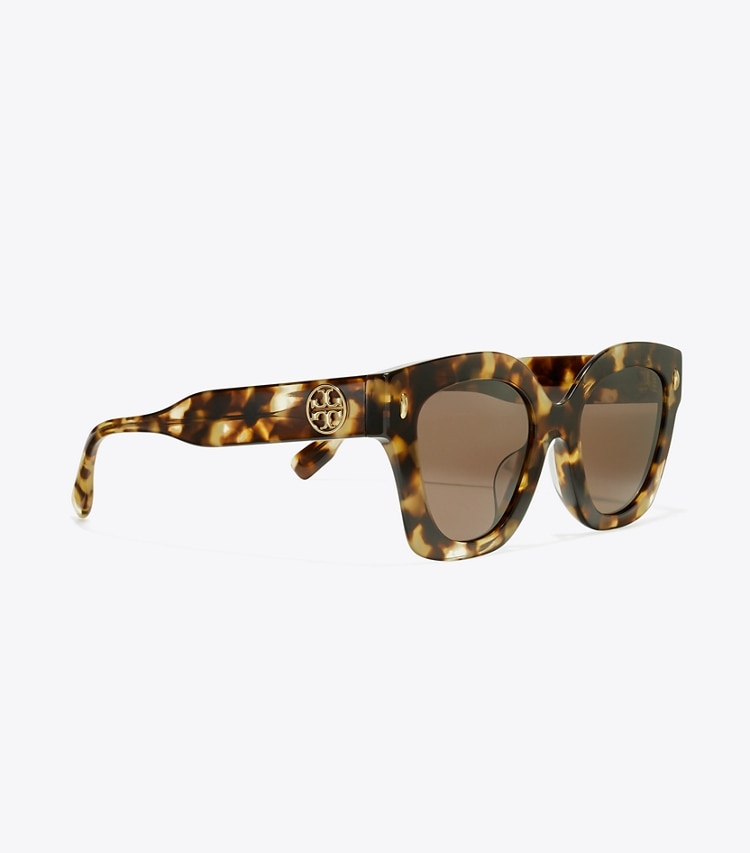 Tory Burch designer sunglasses & eyewear Miller Square Sunglasses in VINTAGE TORTOISE/DARK BROWN detail