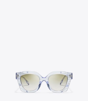 Tory Burch designer sunglasses & eyewear Miller Square Sunglasses in CLEAR/LIGHT BROWN GRADIENT front