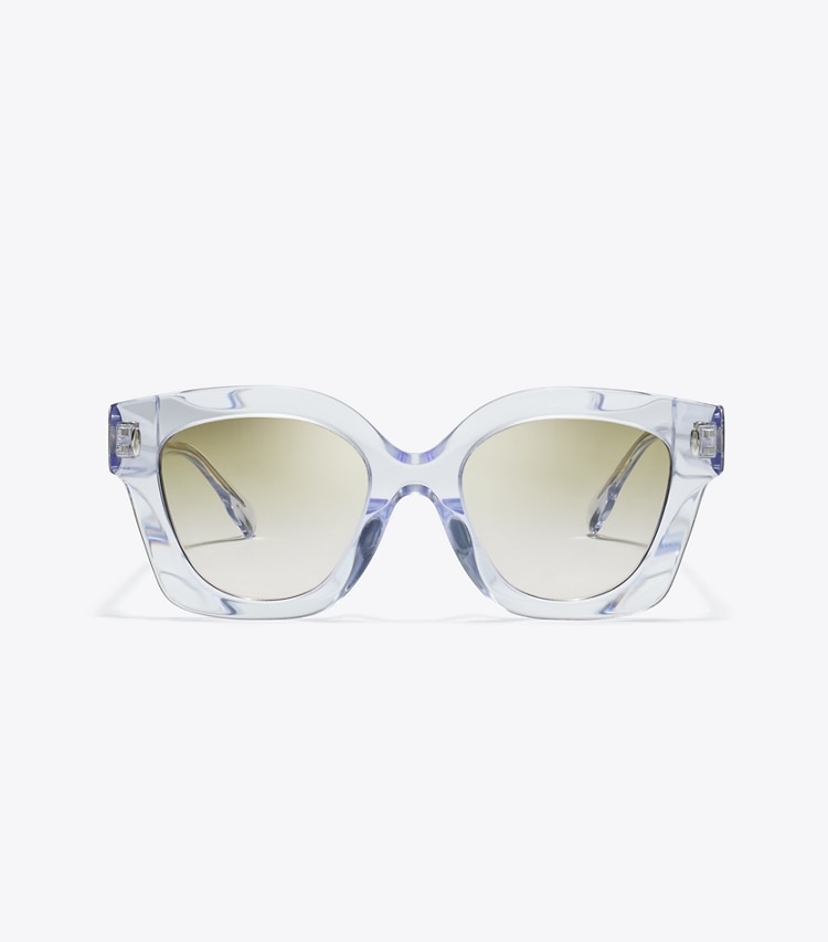 Tory Burch designer sunglasses & eyewear Miller Square Sunglasses in CLEAR/LIGHT BROWN GRADIENT front