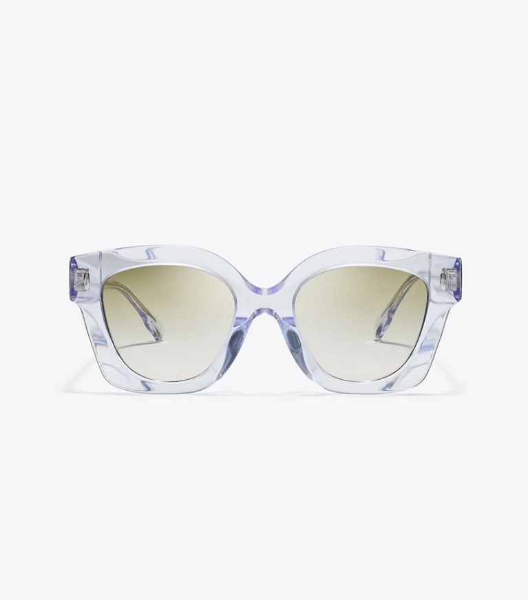 Tory Burch designer sunglasses & eyewear Miller Square Sunglasses in CLEAR/LIGHT BROWN GRADIENT front