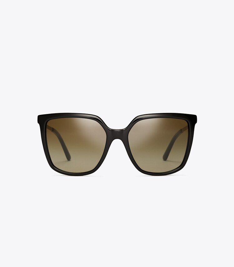 Tory Burch designer sunglasses & eyewear Miller Square Sunglasses in Black front