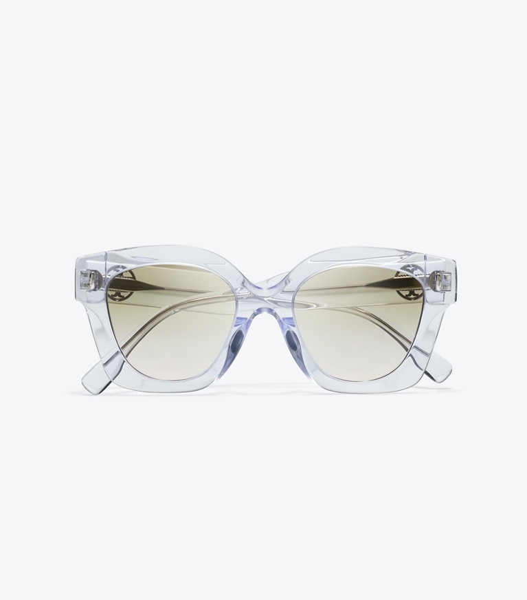 Tory Burch designer sunglasses & eyewear Miller Square Sunglasses in CLEAR/LIGHT BROWN GRADIENT front
