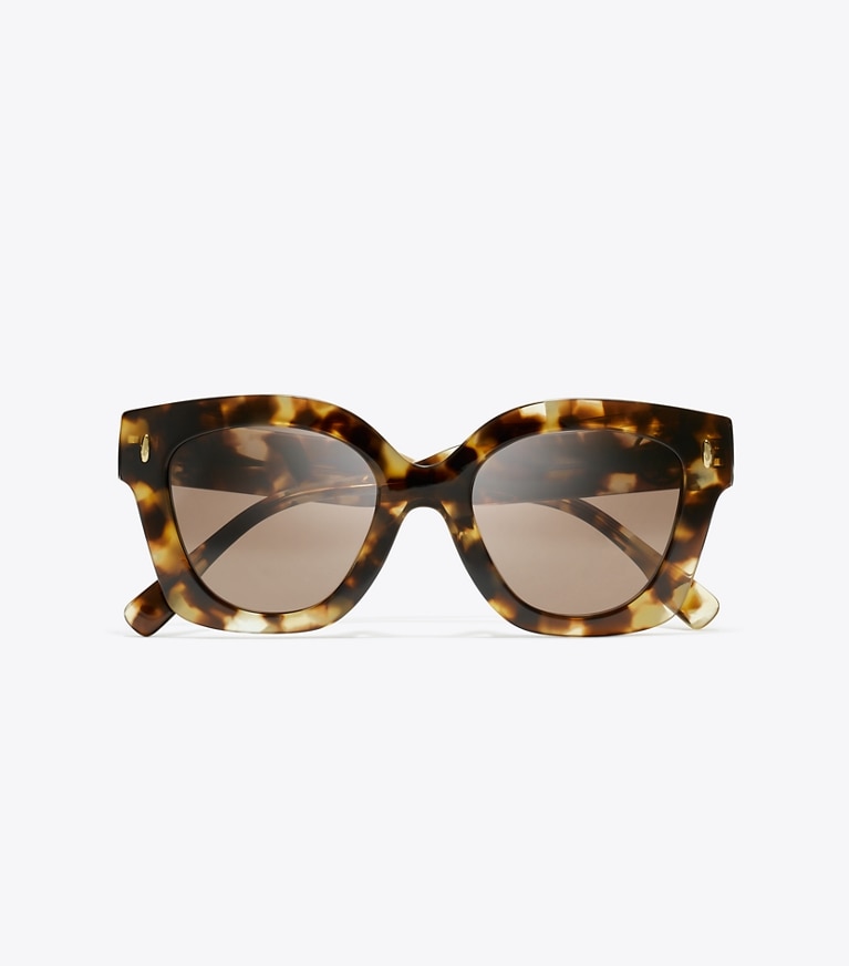 Tory Burch designer sunglasses & eyewear Miller Square Sunglasses in VINTAGE TORTOISE/DARK BROWN overhead