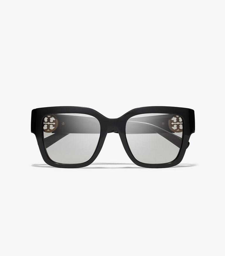 Tory Burch designer sunglasses & eyewear Miller Square Sunglasses in BLACK/GRAY GRADIENT overhead